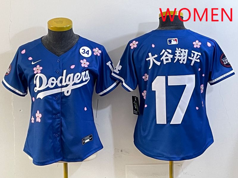 Women Los Angeles Dodgers 17 Ohtani Blue Sakura Edition 2025 Nike MLB Jersey style 14